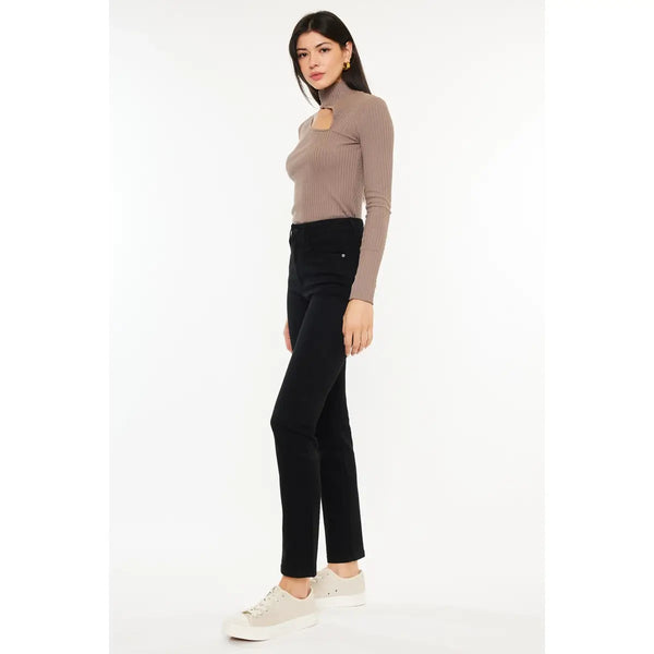 KanCan High Rise Slim Straight Jeans- Black