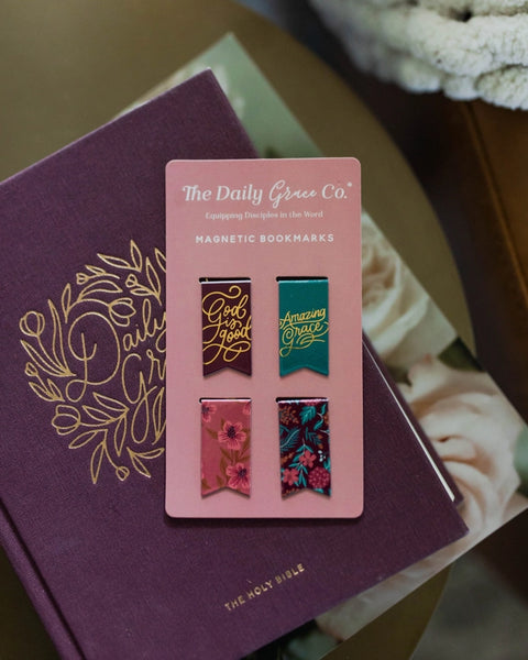 Burgundy Blooms Magnetic Bookmark Set- The Daily Grace Co