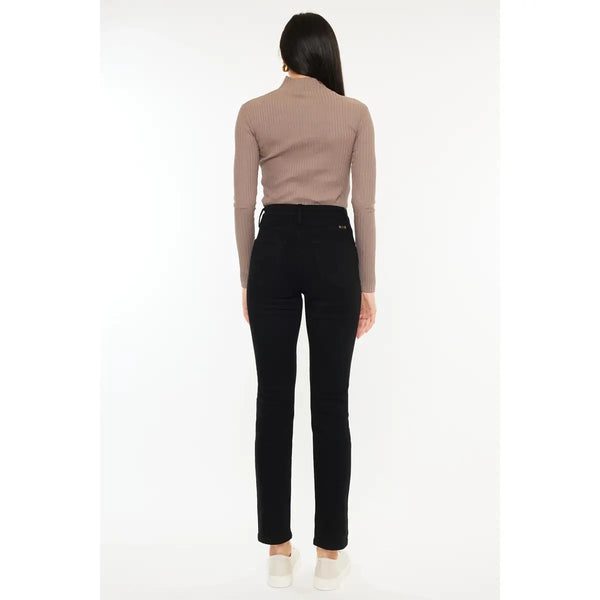 KanCan High Rise Slim Straight Jeans- Black