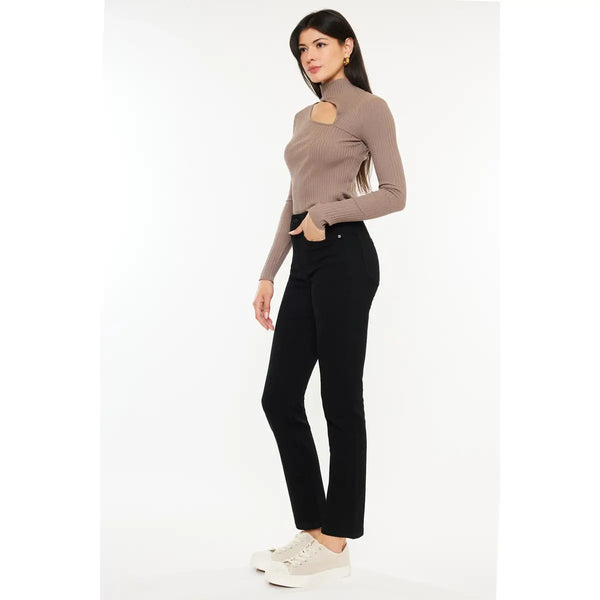 KanCan High Rise Slim Straight Jeans- Black