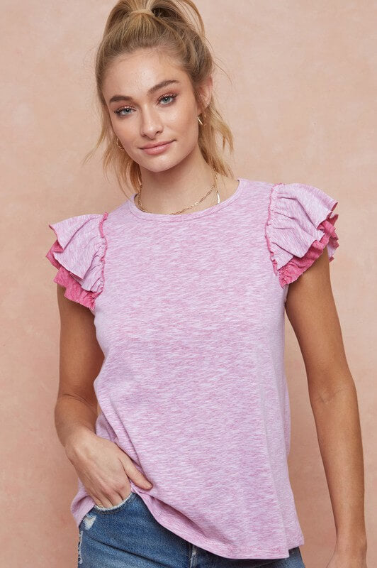 Double ruffle hot sale sleeve top