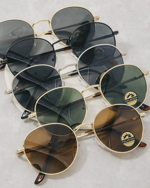 Round Metal Frame Polarized Sunglasses- Assorted Frame Colors
