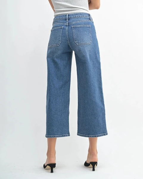 JBD Wide Leg Crop Jeans- Medium Wash