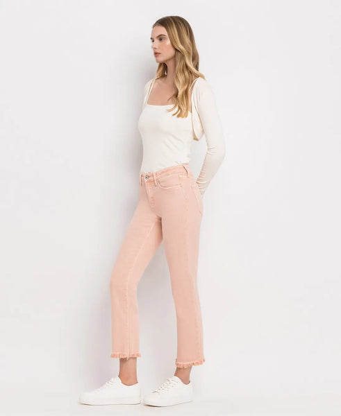 Vervet Mid Rise Straight Jeans- Pink