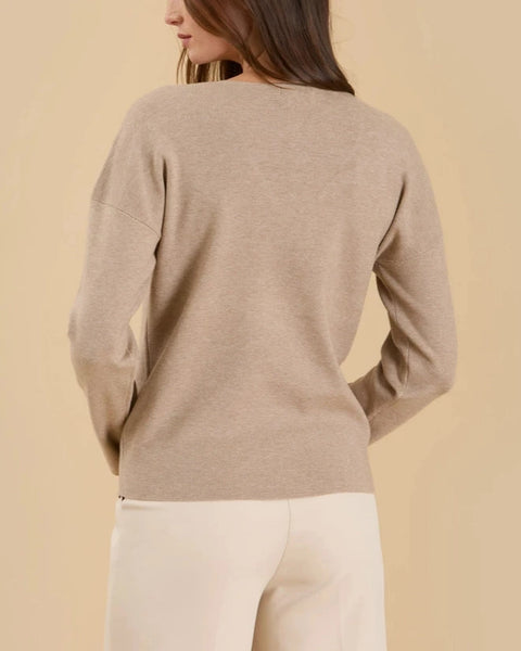 Ada Center Seam V-Neck Sweater- Mocha