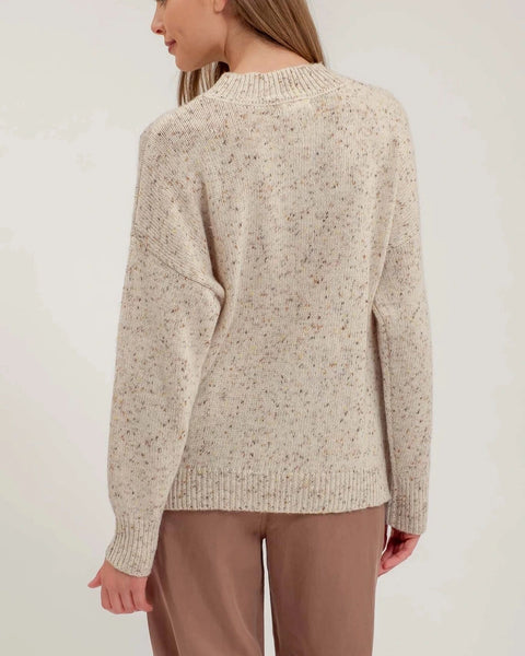 Amory Speckled Mock Neck Sweater- Oatmeal