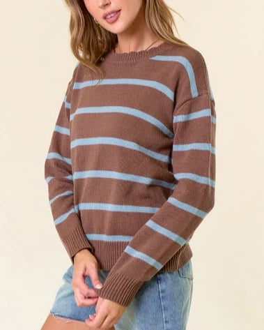 Marlee Scallop Neckline Striped Sweater