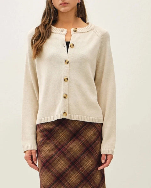 Sophie Button Front Cardigan- Oatmeal