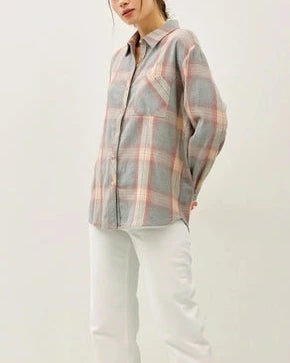 Senna Classic Cotton Button Front Top- Dusty Coral