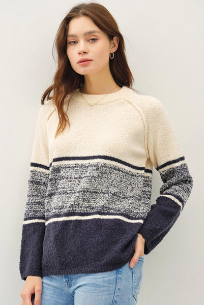 Daniella Cozy Textured Sweater- Indigo