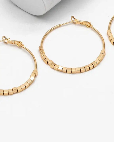Bella Rey Jewelry 18k Gold Plated Beaded Hoop Earrings