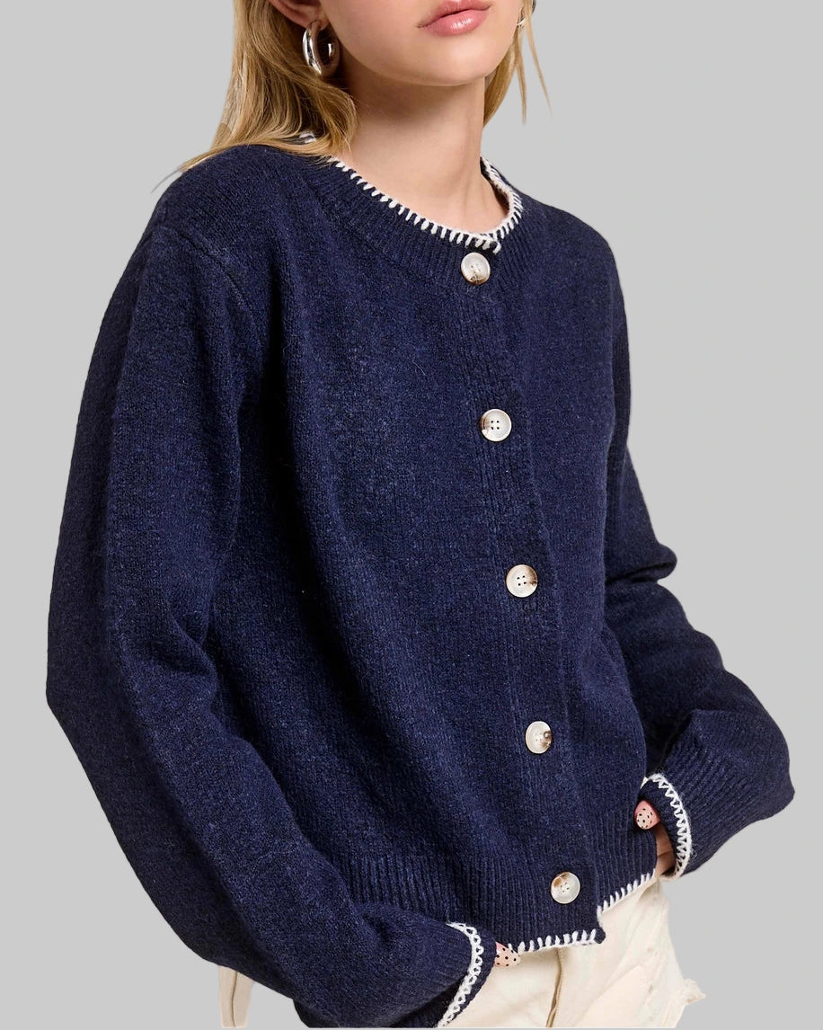 Blanket Stitch Cardigan- Galaxy