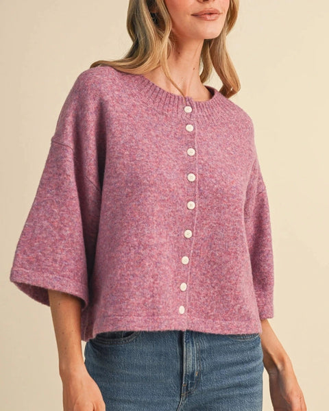 Rhett Half Sleeve Cardigan- Lilac