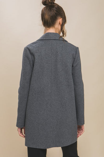 Adelia Single-Breasted Coat- Grey