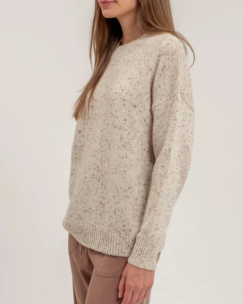 Amory Speckled Mock Neck Sweater- Oatmeal