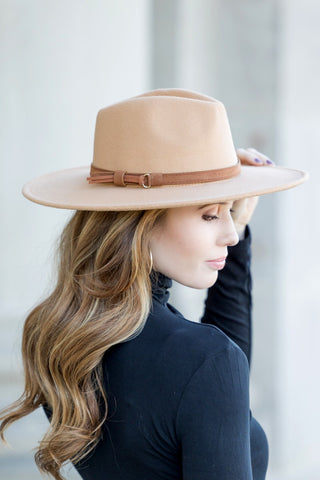 Hensley Wide Brim Hat- Camel