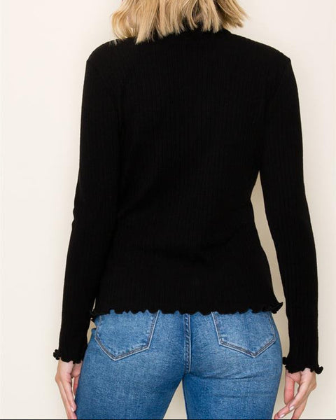 Maren Lettuce Edge Top- Black