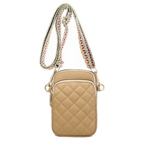 Brooklyn Quilted Crossbody Bag- Tan