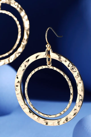 Olivia Round Hammered Metal Earrings- Gold