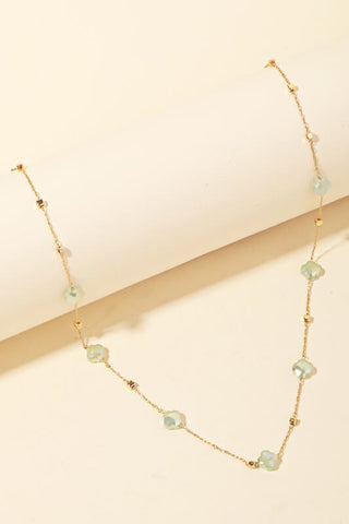 Dainty Glass Beaded Necklace- Mint