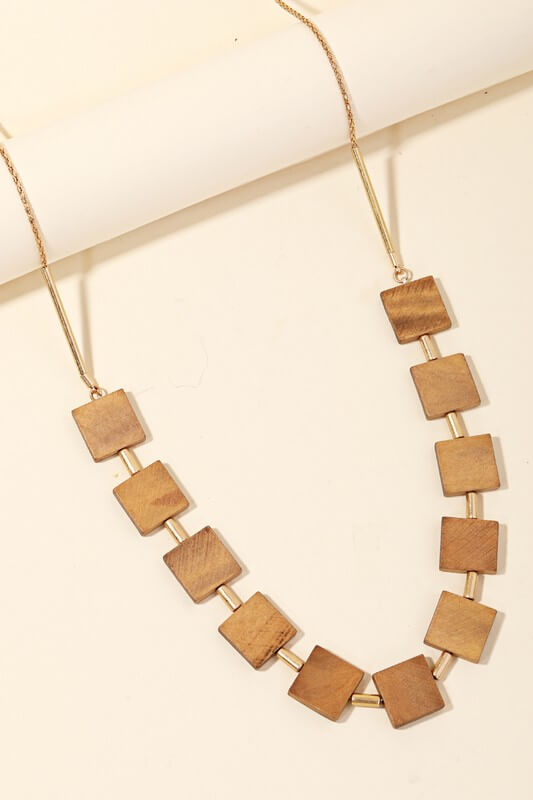 Square Block Beaded Necklace