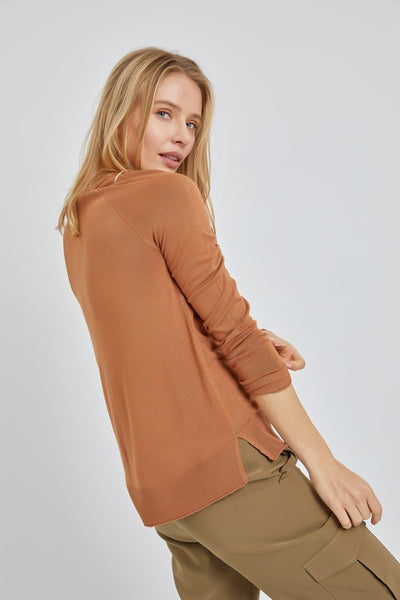 Maren Lightweight Raglan Sweater- Caramel