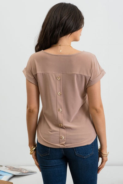 Dedra Lace Accent Top- Mocha