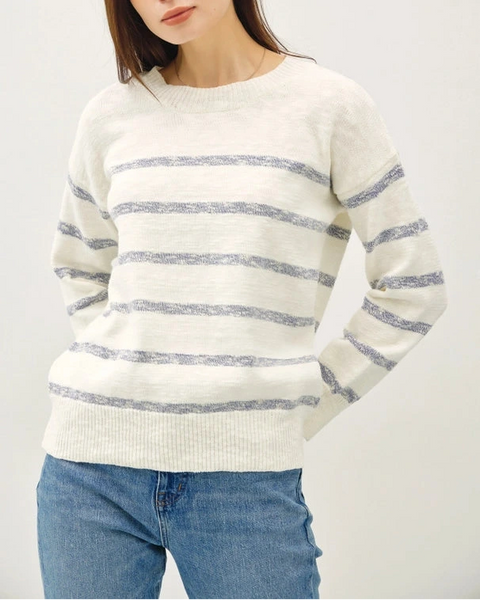 Ava Heather Striped Sweater- Denim
