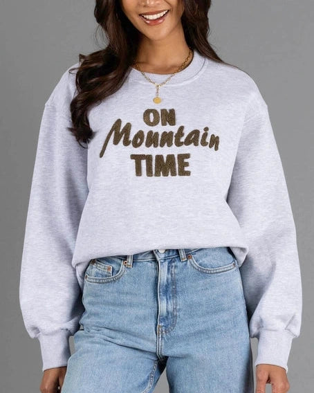 On Mountain Time Sweatshirt- Heather Gray