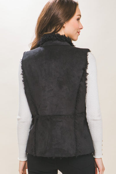 Danica Faux Fur Lined Vest- Black