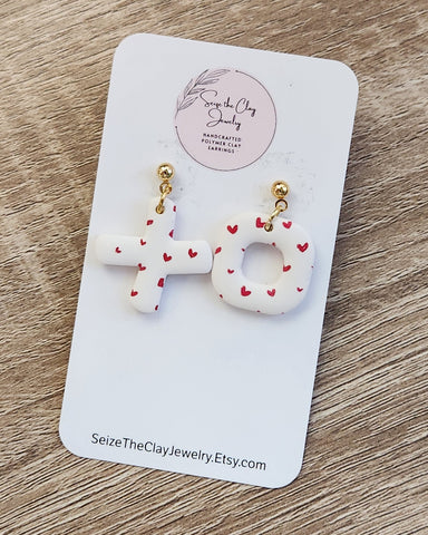 X and O's Clay Dangle Earrings