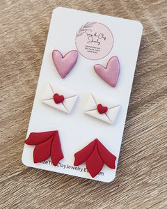 Love Letter Stud Earring Trio