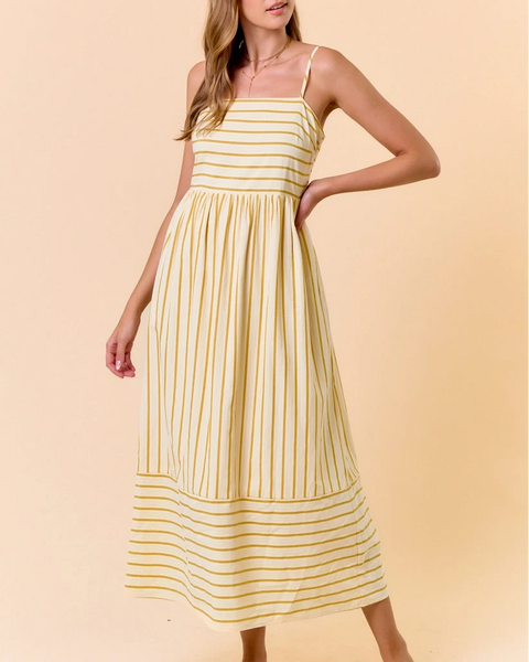Dessa Striped Maxi Dress- Honey