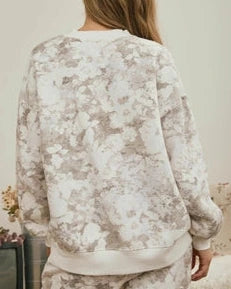 Chelsea Floral Boxy Crew Knit Top- Beige
