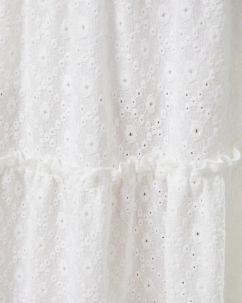 Evelyn Tiered Eyelet Maxi Skirt- White