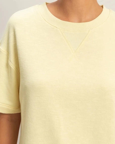 Hayden Textured Short Sleeve Top- Pale Yellow
