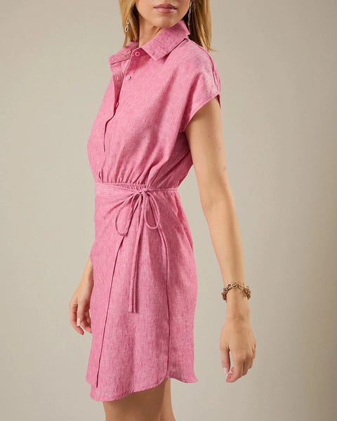 Senna Wrap Skirt Shirt Dress- Pink