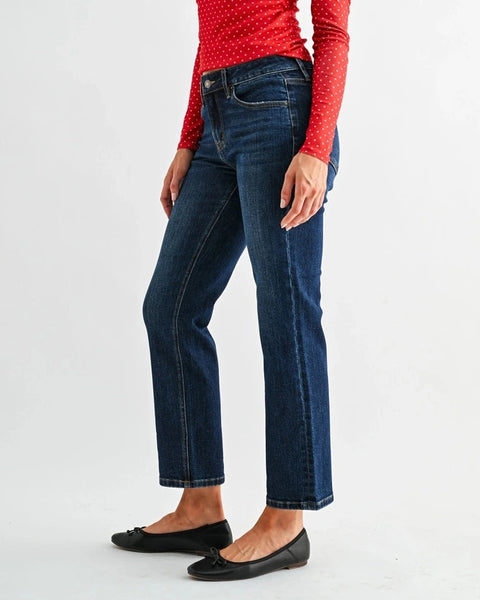 Mica Mid-Rise Ankle Straight Jeans- Dark Biscay