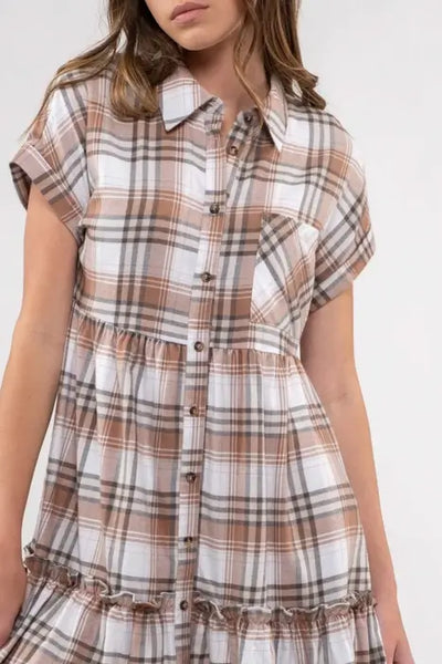 Berkley Plaid Shirt Dress- Sienna