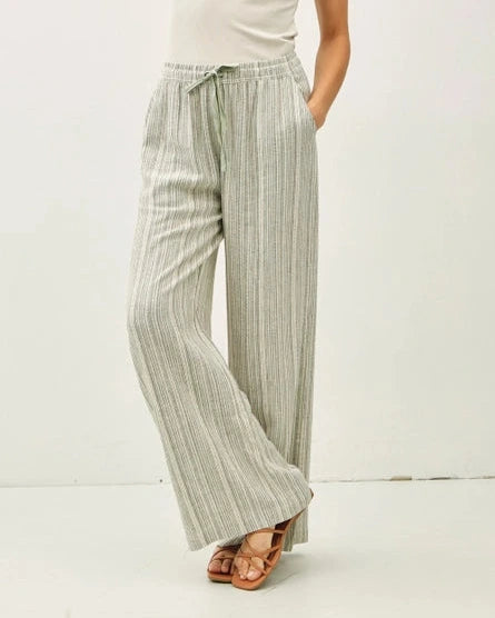 Rhett Striped Linen Pants- Spruce