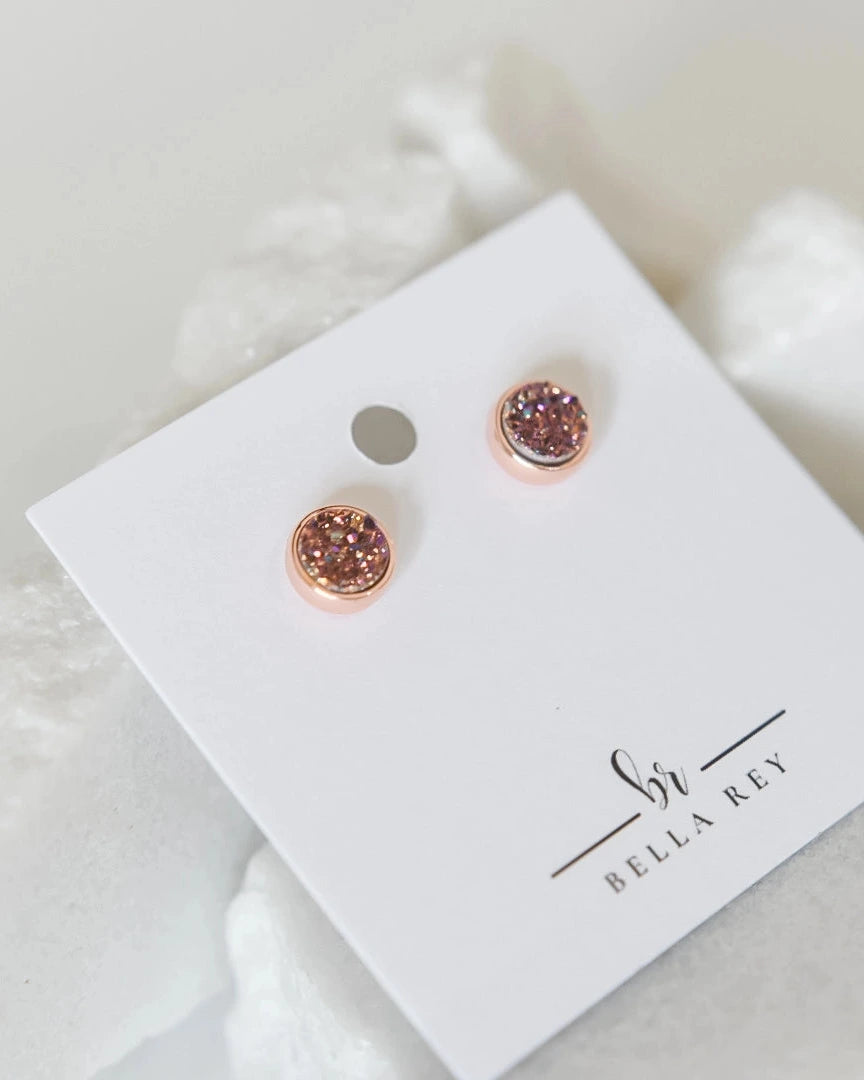 Bella Rey Jewelry Druzy Stud Earrings- Bronze