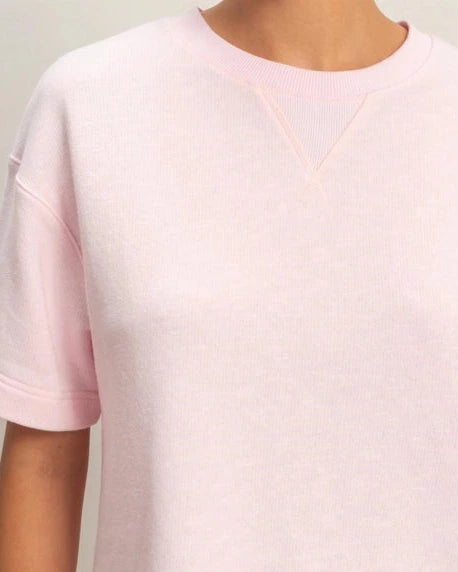 Hayden Textured Short Sleeve Top- Soft Pink