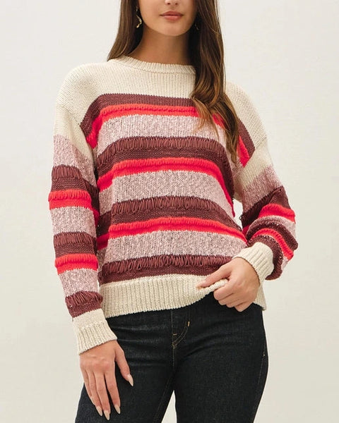 Julianna Chunky Knit Sweater- Poppy/Brown