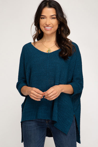 Sadie Loose Knit Sweater- Teal