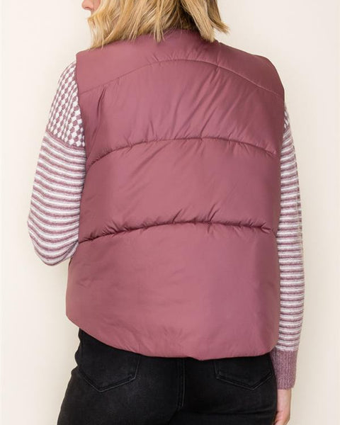 Dayana Puffer Vest- Marsala