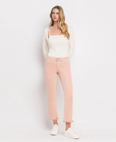 Vervet Mid Rise Straight Jeans- Pink