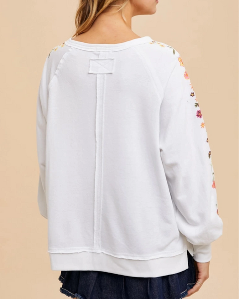 Julianna Embroidered Pullover- White