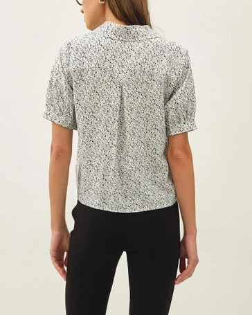 Taylyn Floral Button Front Top- Taupe