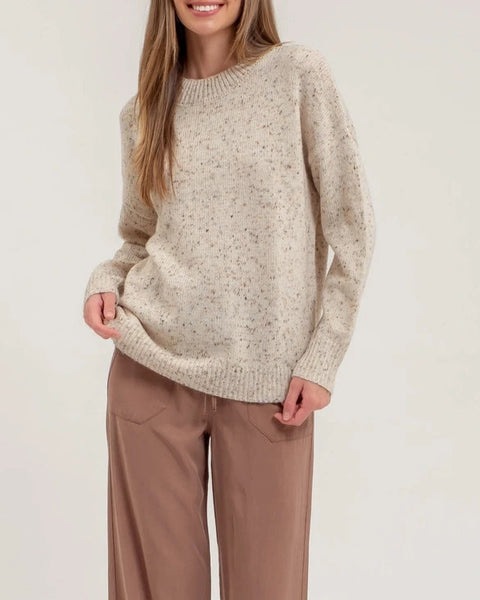 Amory Speckled Mock Neck Sweater- Oatmeal