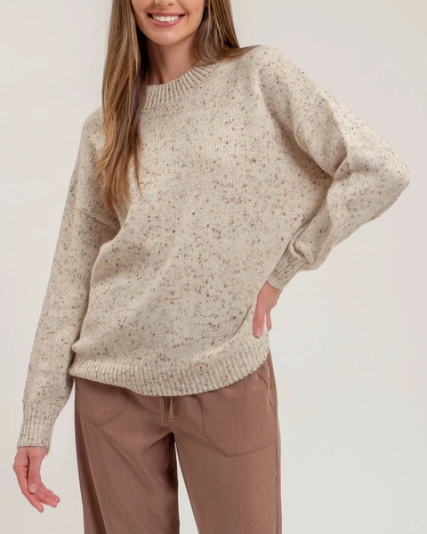 Amory Speckled Mock Neck Sweater- Oatmeal